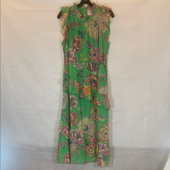 BANKANAN . NY . JAIPUR , Size LARGE , Green Floral Island Maxi Dress - Picture 3 of 17